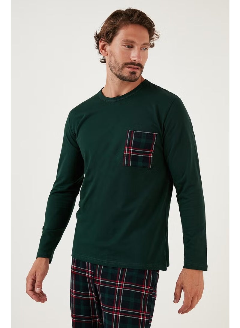 Buratti Plaid Pocket Elastic Waist 100% Cotton Regular Fit Pajama Set Men's Pajama Set 6572001 - Image 3